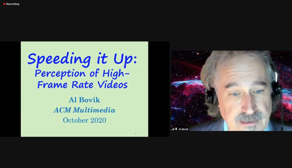 Screenshot of the online Speaking of Prof. Al Bovic