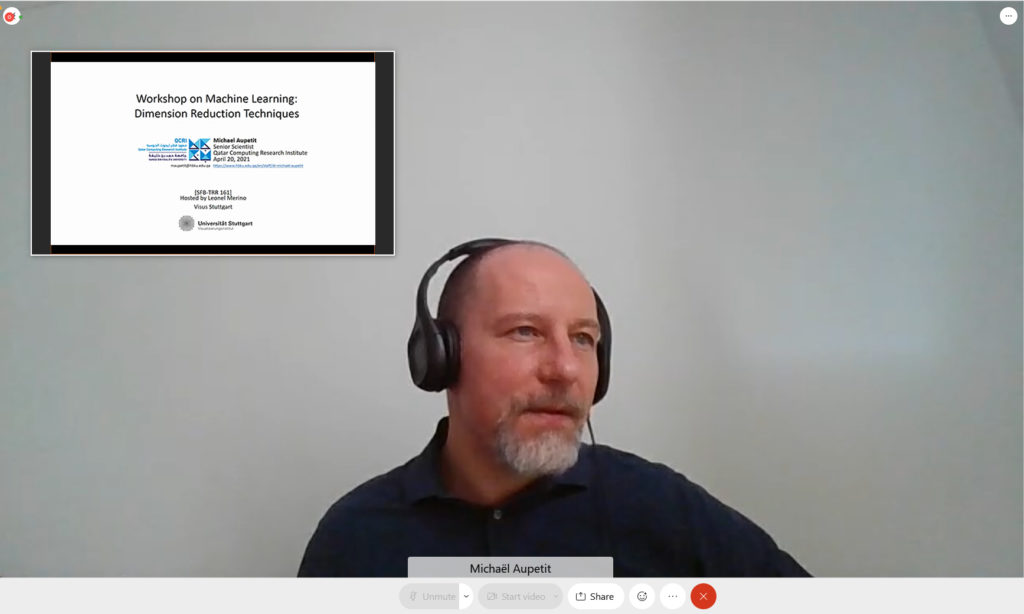Michaël Aupetit welcoming the participants to his virtual workshop on Machine Learning.